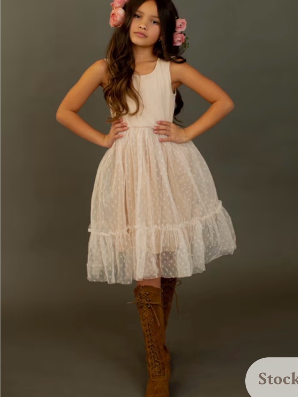 Joyfolie Cream Polka-Dot Tulle Party Dress